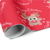 Weihnachten Niedliche Rentierzitat Roter Schneeflo Geschenkpapier (Rolleneckpunkt)