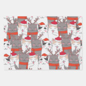 Weihnachten Niedliche Santa Cat Print Muster, Xmas Geschenkpapier Set (Vorderseite)