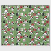 Weihnachten Niedliche Santa Pandas mit Geschenken Geschenkpapier (Flach)