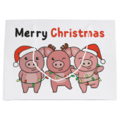 Weihnachten Niedliche Schweine Frohe Weihnachten G Große Geschenktüte (Vorderseite)