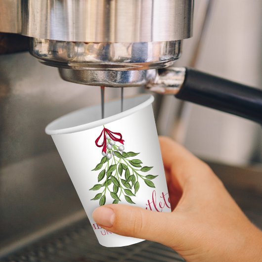 Weihnachten Niedliche Wasserfarbengrün Mistletoe Pappbecher