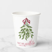 Weihnachten Niedliche Wasserfarbengrün Mistletoe Pappbecher (Rückseite)