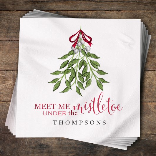 Weihnachten Niedliche Wasserfarbengrün Mistletoe Serviette