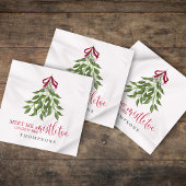 Weihnachten Niedliche Wasserfarbengrün Mistletoe Serviette