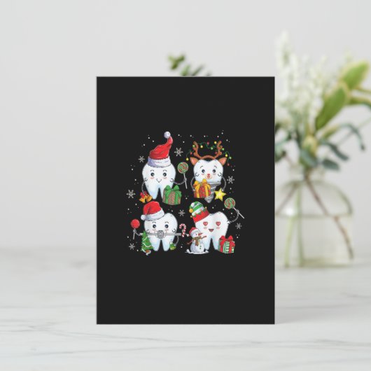 Weihnachten Niedliche Zähne Zahnassistent Xmas Den Einladung (Stehend Vorderseite)