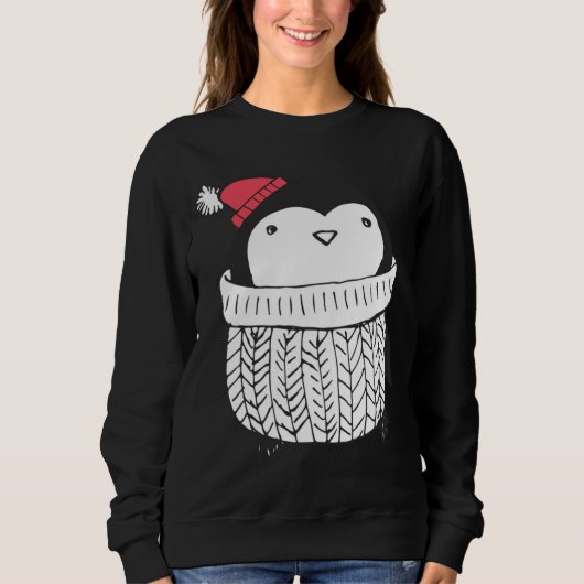 Weihnachten Niedlicher Baby Pinguin in Turtleneck  Sweatshirt (Vorderseite)