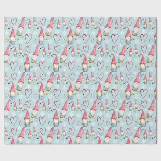 Weihnachten Niedlicher Blauer Genom in der Liebe Geschenkpapier (Flach)