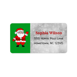 Weihnachten Niedlicher Cartoon Santa Red und Green Adressaufkleber