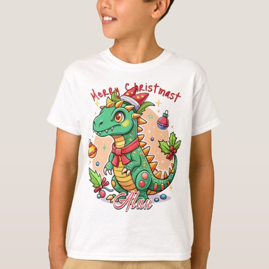 Weihnachten Niedlicher Dino T - Shirt Geschenk Kin (Vorderseite)