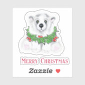 Weihnachten niedlicher Eisbärenkuchen, Weihbärchen Aufkleber (Blatt)