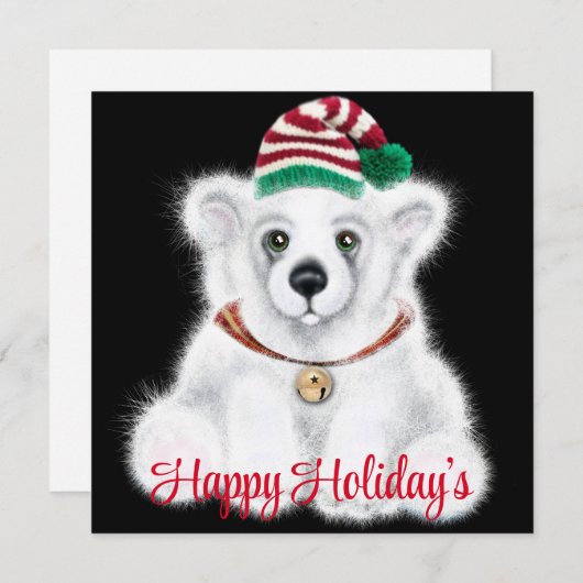 Weihnachten niedlicher Eisbärenkuchen, Weihbärchen Einladung (Vorne/Hinten)