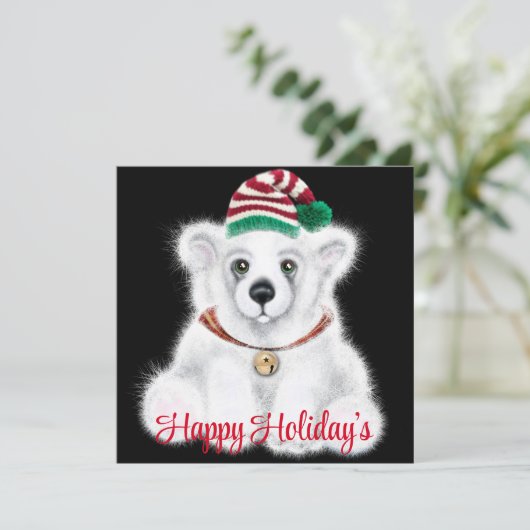 Weihnachten niedlicher Eisbärenkuchen, Weihbärchen Einladung (Stehend Vorderseite)