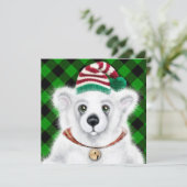 Weihnachten niedlicher Eisbärenkuchen, Weihbärchen Einladung (Stehend Vorderseite)