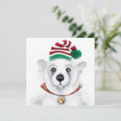 Weihnachten niedlicher Eisbärenkuchen, Weihbärchen Einladung (Stehend Vorderseite)