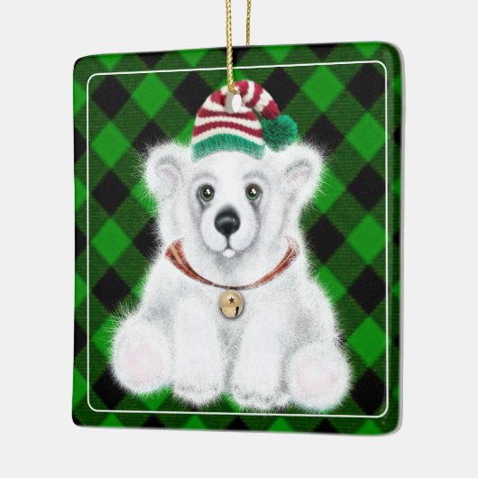 Weihnachten niedlicher Eisbärenkuchen, Weihbärchen Keramikornament (Links)