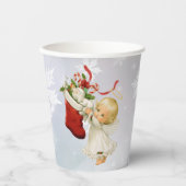 Weihnachten Niedlicher Engel & Kitty Cat Hot Cold Pappbecher (Vorderseite)