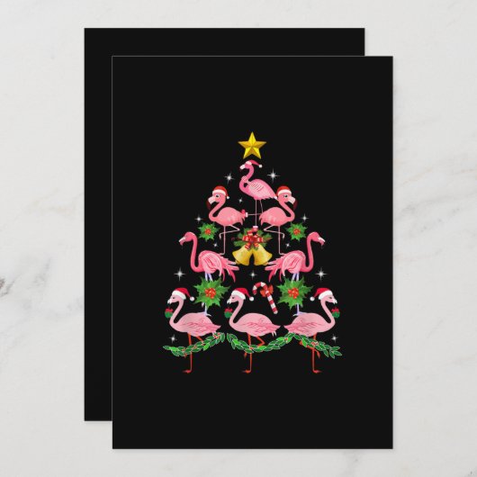 Weihnachten - Niedlicher Flamingo Weihnachtsbaum Dankeskarte (Vorne/Hinten)