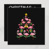Weihnachten - Niedlicher Flamingo Weihnachtsbaum Einladung (Vorne/Hinten)
