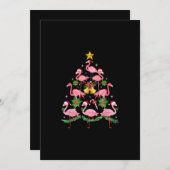 Weihnachten - Niedlicher Flamingo Weihnachtsbaum Einladung (Vorne/Hinten)