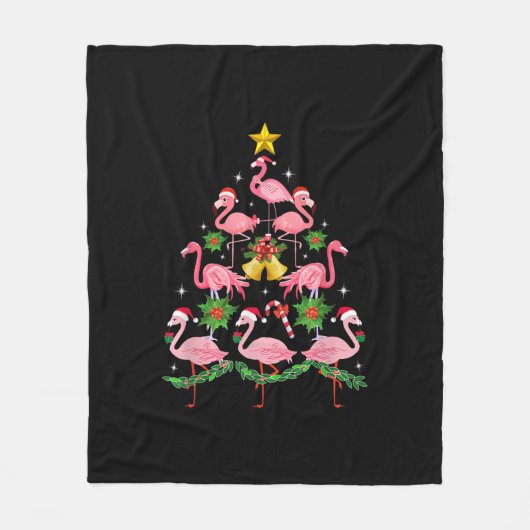 Weihnachten - Niedlicher Flamingo Weihnachtsbaum Fleecedecke (Vorderseite)