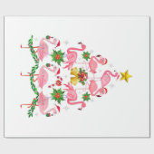 Weihnachten - Niedlicher Flamingo Weihnachtsbaum Geschenkpapier (Flach)