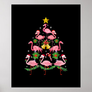 Weihnachten - Niedlicher Flamingo Weihnachtsbaum Poster