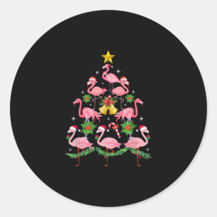Weihnachten - Niedlicher Flamingo Weihnachtsbaum Runder Aufkleber
