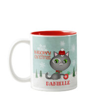Weihnachten Niedlicher Hipster Graue Katze Custom