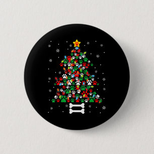 Weihnachten Niedlicher Hund Paws Weihnachten Baum Button