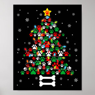 Weihnachten Niedlicher Hund Paws Weihnachten Baum Poster