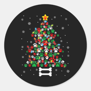 Weihnachten Niedlicher Hund Paws Weihnachten Baum Runder Aufkleber