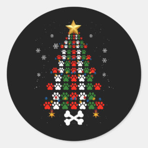Weihnachten Niedlicher Hund Paws Xmas Tree Funny D Runder Aufkleber