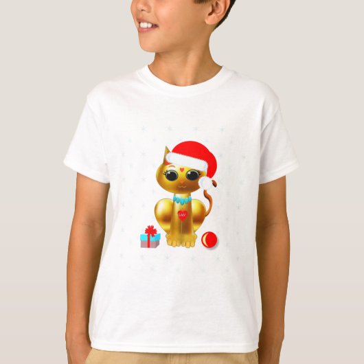 Weihnachten niedlicher Kätzchen-Cartoon T-Shirt (Vorderseite)