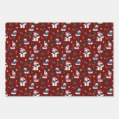 Weihnachten Niedlicher Mops Hunde festlich drei Fa Geschenkpapier Set (Vorderseite 2)