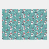 Weihnachten Niedlicher Mops Hunde festlich drei Fa Geschenkpapier Set (Vorderseite)