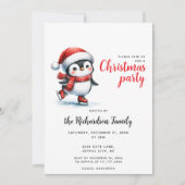 Weihnachten Niedlicher Pinguin Ice Skaten Weihnach Einladung (Vorderseite)