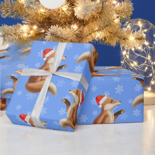 Weihnachten Niedlicher Red Fox mit Schneeflocken M Geschenkpapier