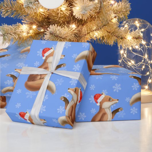 Weihnachten Niedlicher Red Fox mit Schneeflocken M Geschenkpapier (Feiertage)