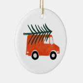 Weihnachten Niedlicher Roter Lieferwagen mit Baum Keramik Ornament (Rechts)