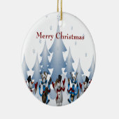 Weihnachten - Niedlicher Schneemann und Rentierban Keramik Ornament (Rechts)