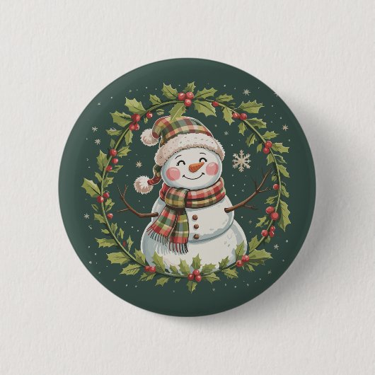 Weihnachten Niedlicher Schneemann Wintersaison Url Button (Vorderseite)