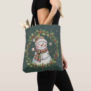 Weihnachten Niedlicher Schneemann Wintersaison Url Tasche