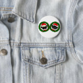 Weihnachten Niedlicher Schwarzer Mops und Fauna Mo Button (Beispiel)