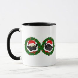 Weihnachten Niedlicher Schwarzer Mops und Fauna Mo Tasse