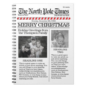 Weihnachten Niedlicher Spaß Nordpol Zeitung Notizblock