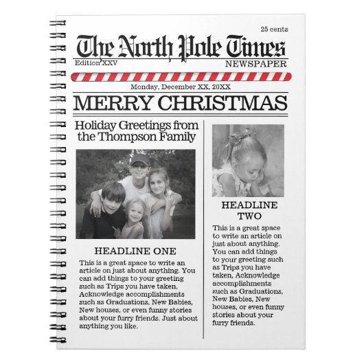 Weihnachten Niedlicher Spaß Nordpol Zeitung Notizblock (Vorderseite)