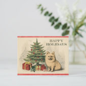 Weihnachten Niedlicher Vintager Hund Tree Happy Ho Postkarte (Stehend Vorderseite)