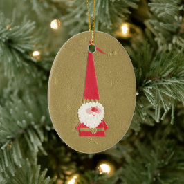 Weihnachten, Niedlicher Weihnachtsmann auf Gold Keramik Ornament