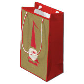 Weihnachten, Niedlicher Weihnachtsmann auf Gold Kleine Geschenktüte (Rückseite Schrägansicht)