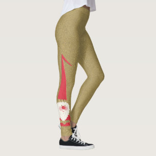 Weihnachten, Niedlicher Weihnachtsmann auf Gold Leggings